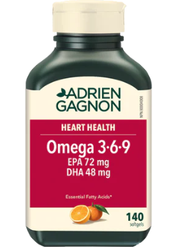 Omega 3-6-9 EPA 72mg DHA 48mg (Tangerine & Lime) - 140 Softgels - Adrien Gagnon