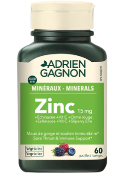 Zinc 15mg (Mixed Berry) - 60 Lozenges - Adrien Gagnon