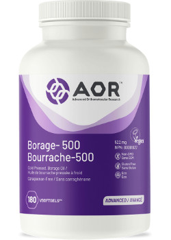 Borage 500 - 180 Veggie Softgels - AOR Borage 500 - 180 Veggie Softgels - AOR
