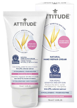 Sensitive Skin Natural Hand Repair Cream - 75ml - Attitude Sensitive Skin Natural Hand Repair Cream - 75ml - Attitude