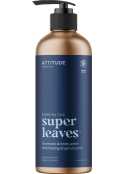 Essential Oils Super Leaves 2-In-1 Shampoo & Body Wash (Sage & Rosemary) - 473ml - Attitude 
