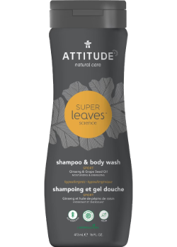Super Leaves 2-In-1 Shampoo & Body Wash Sport (Ginseng & Grape Seed Oil) - 473ml