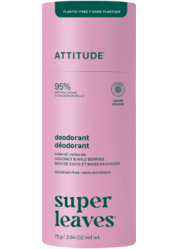 Super Leaves Deodorant (Coconut & Wild Berries) - 75g - Attitude Super Leaves Deodorant (Coconut & Wild Berries) - 75g - Attitude