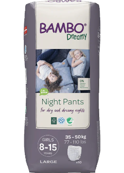 Dreamy Night Pants Large (Girls 8-15 Years) - 10 Pants - Bambo Nature