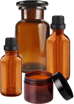 DIY Amber Glass Gift Pack - 1 x 30ml Dropper Bottle, 1 X 100ml Dropper Bottle, 1 x 20ml Amber Glass Cream Jar, 1 x 125ml Apothecary Bottle