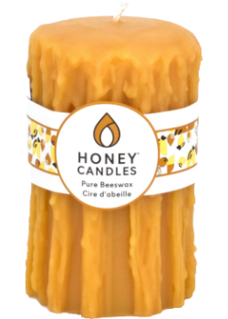 Pure Beeswax Candle Heritage Drip 5" x 3.25" Pillar