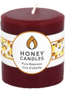 Pure Beeswax Candle Round Pillar (Burgundy) - 3 x 3