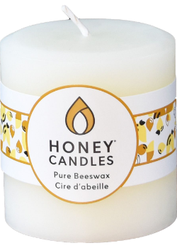 Pure Beeswax Candle Round Pillar (Pearl) - 3 x 3