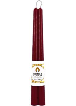 Pure Beeswax Candle Taper Pairs (Burgundy) - 12 Inches x 2