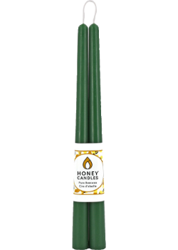 Pure Beeswax Candle Taper Pairs (Forest Green) - 12 Inches x 2