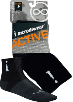 Active Socks (Quarter Height, Black, Med) - 1 Pair