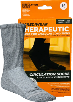 Circulation Socks (Crew Height, Grey, LG) - 1 Pair
