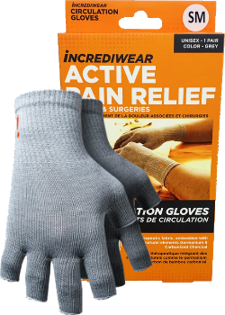 Unisex Fingerless Circulation Gloves (Grey, SM) - 1 Pair