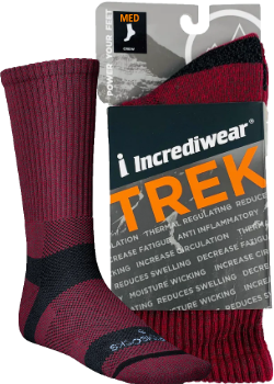 Trek Socks (Crew Height, Red, Med) - 1 Pair