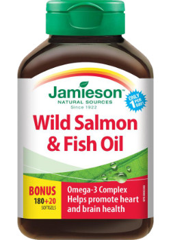 Wild Salmon & Fish Oils Omega-3 Complex - 180 + 20 Softgels BONUS