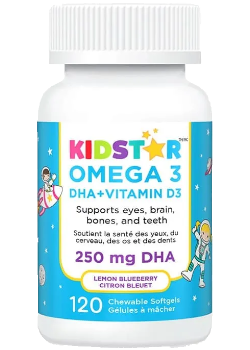 Omega 3 DHA + Vitamin D3 Chewables (Lemon Blueberry) - 120 Chew Softgels