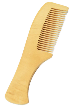 Natural Wood Comb (With Handle) - 1 Comb