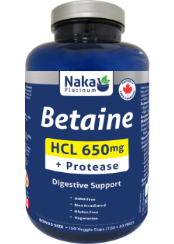 Betaine HCL 650mg + Protease - 150 V-Caps