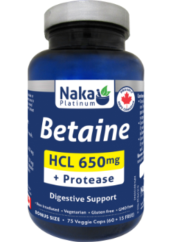 Betaine HCL 650mg + Protease - 75 V-Caps