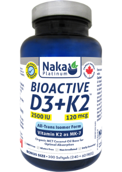 Bioactive D3 + K2 (Mk-7 Form) 2,500iu + 120 mcg - 300 Softgels