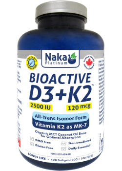Bioactive D3 + K2 (Mk-7 Form) 2,500iu + 120 mcg- 400 Softgels