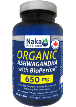 Organic Ashwagandha With BioPerine 650mg - 75 V-Caps