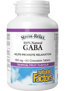 Stress-Relax 100% Natural Gaba 100mg (Tropical Fruit) - 60 Chew Tabs