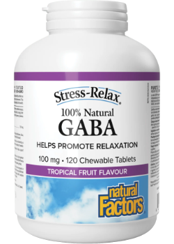 Stress-Relax 100% Natural Gaba 100mg (Tropical Fruit) - 120 Chew Tabs