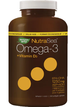 Nutra Sea Omega-3 + Vitamin D3 (Lemon) - 240 Softgels