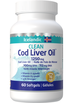 Clean Icelandic Cod Liver Oil 1250mg - 60 Softgels