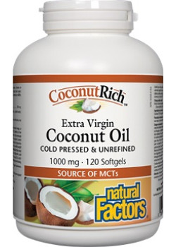 CoconutRich Extra Virgin Coconut Oil 1,000mg - 120 Softgels