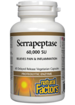 Serrapeptase 60,000SU (Delayed Release) - 60 V-Caps - Natural Factors