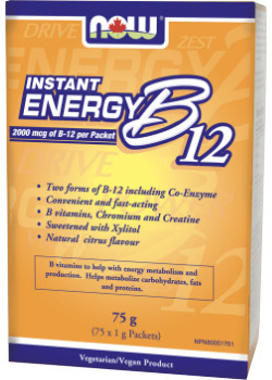 Instant Energy B-12 2,000mcg - 75 x 1g Packets - Now Foods