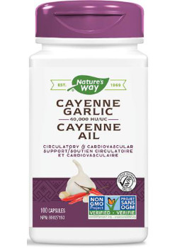 Cayenne Garlic 40,000HU - 100 Caps - NATURE'S WAY