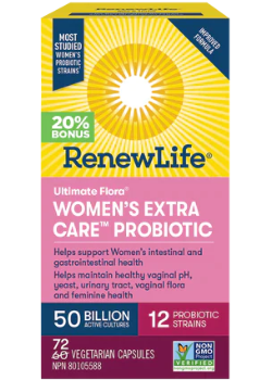 Ultimate Flora Women's Extra Care 50 Billion - 72 V-Caps (20% More)