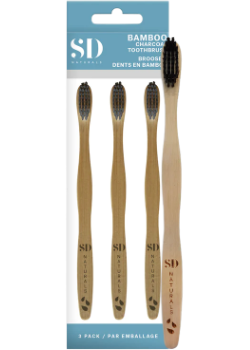 Bamboo Charcoal Toothbrushes - 3pk