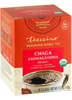 Organic Mushroom Herbal Tea (Chaga Ashwagandha) - 10 Tea Bags