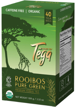 Rooibos Pure Green Premium Herbal Tea (Certified Organic Fair-Trade) - 40 Tea Bags