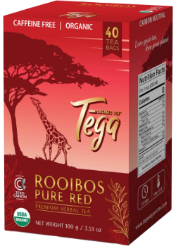 Rooibos Pure Red Premium Herbal Tea (Certified Organic Fair-Trade) - 40 Tea Bags