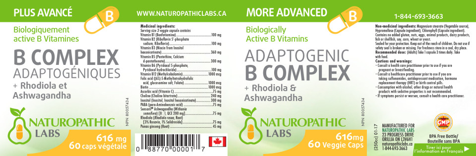 Adaptogenic B-Complex 616mg - 60 V-Caps + BONUS
