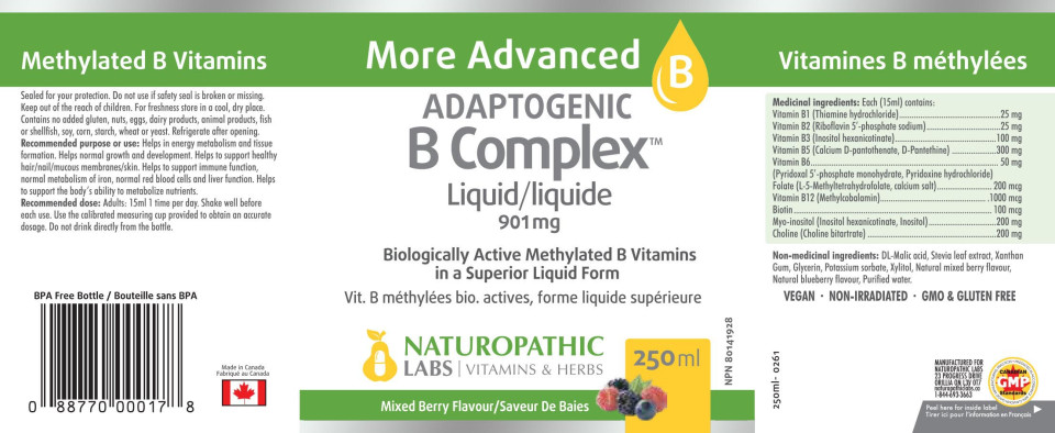 Adaptogenic B-Complex Liquid (Methylated, Mixed Berry) - 250ml
