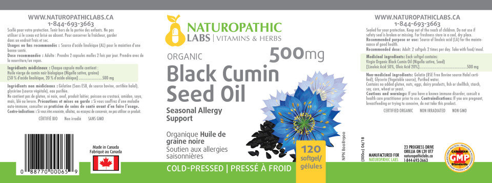 Black Cumin Seed Oil 500mg - 120 Softgels + Bonus
