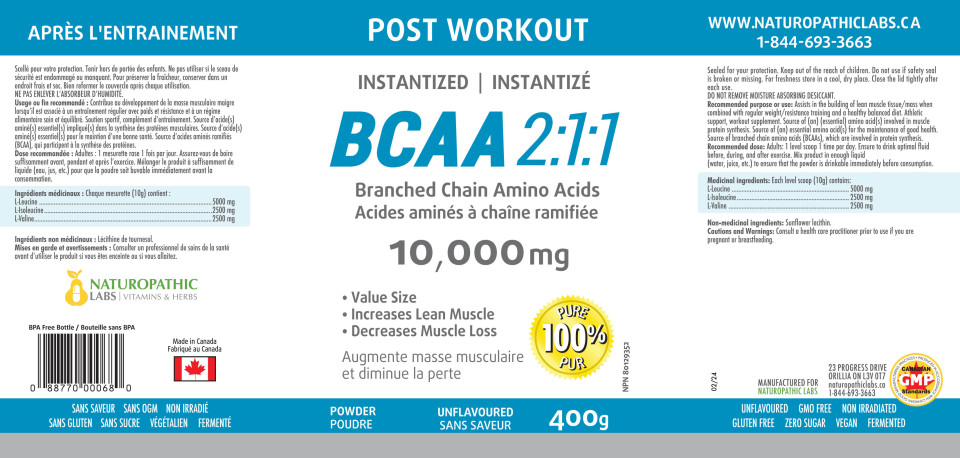 BCAA 10,000mg Post Workout (100% Pure) - 400 + 200g FREE