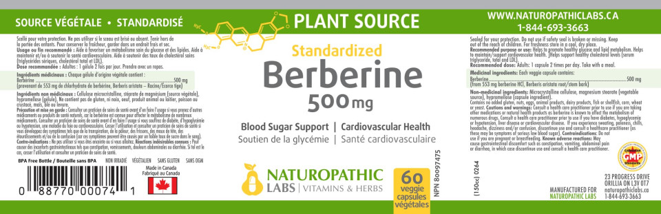 Berberine 500mg - 60 V-Caps + BONUS