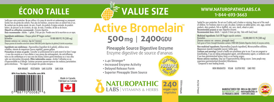 Active Bromelain 500mg (2400GDU) - 240 + 120 V-Caps FREE