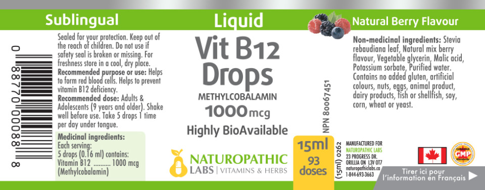 B-12 Methylcobalamin Liquid 1000mcg (Berry Flavour) - 15ml