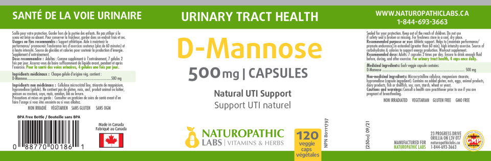 D-Mannose 500mg - 120 V-Caps + BONUS