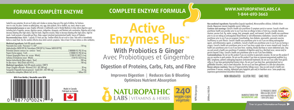 Active Multi Enzymes Plus (With Probiotics & Ginger) - 240 V-Caps + BONUS