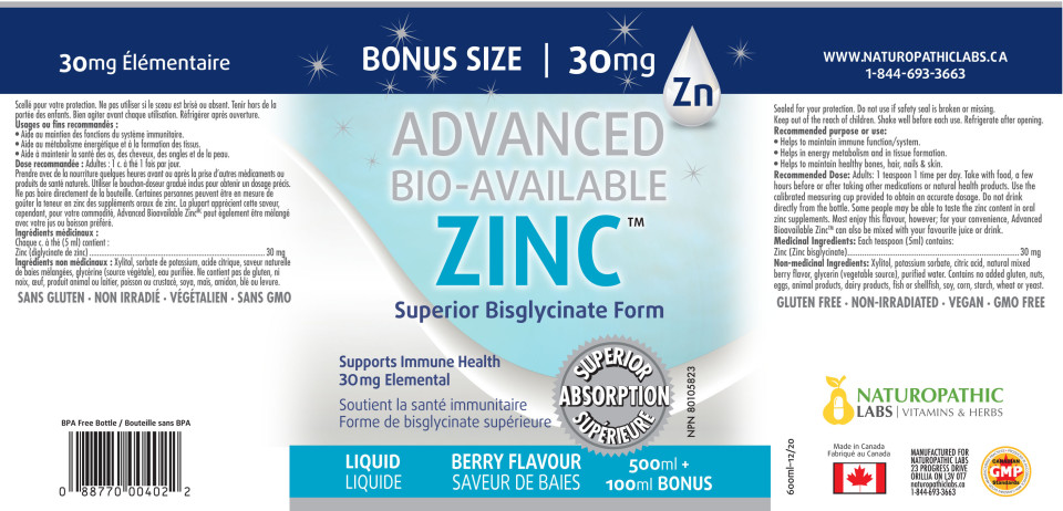 Zinc Bisglycinate 30mg - 600ml + BONUS