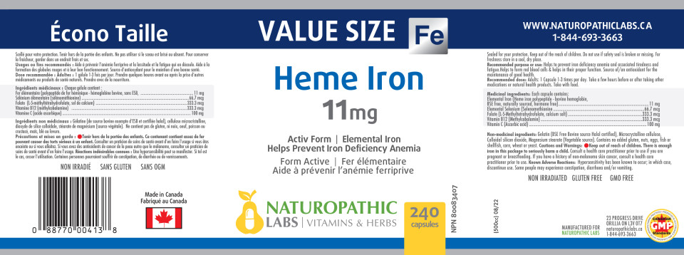 Heme Iron 11mg - 240 Caps